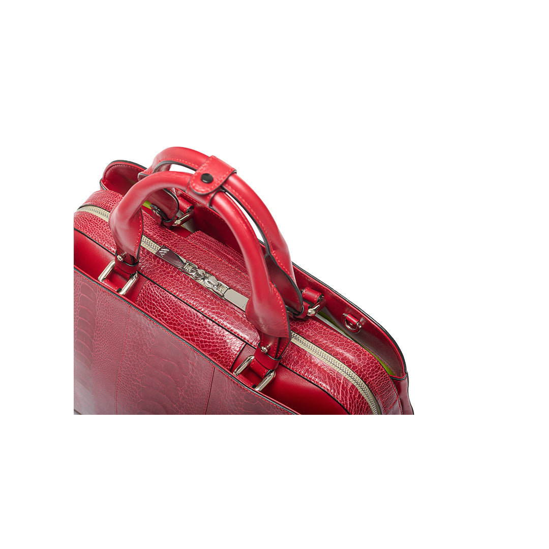 Red Lexington Ostrich Leather Business Bag Bellabags Bellabags