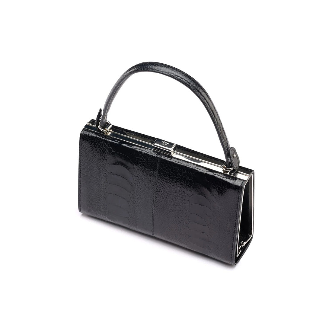 Black Libby Ostrich Leather Evening Bag Bellabags Bellabags