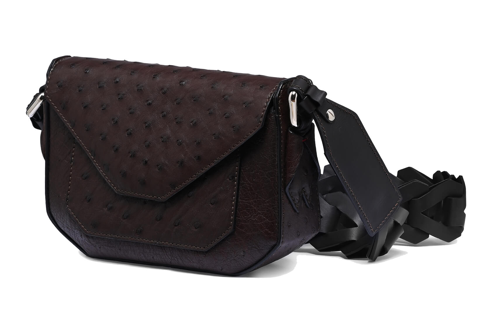 Dark Brown Lee Ostrich Leather Shoulder Bag Bellabags Bellabags