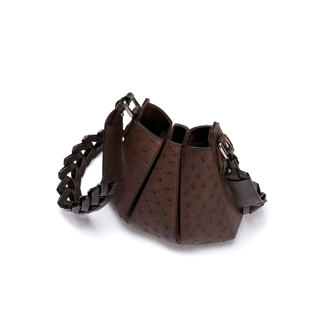 Dark Brown Luna Ostrich Leather Shoulder Bag Bellabags Bellabags