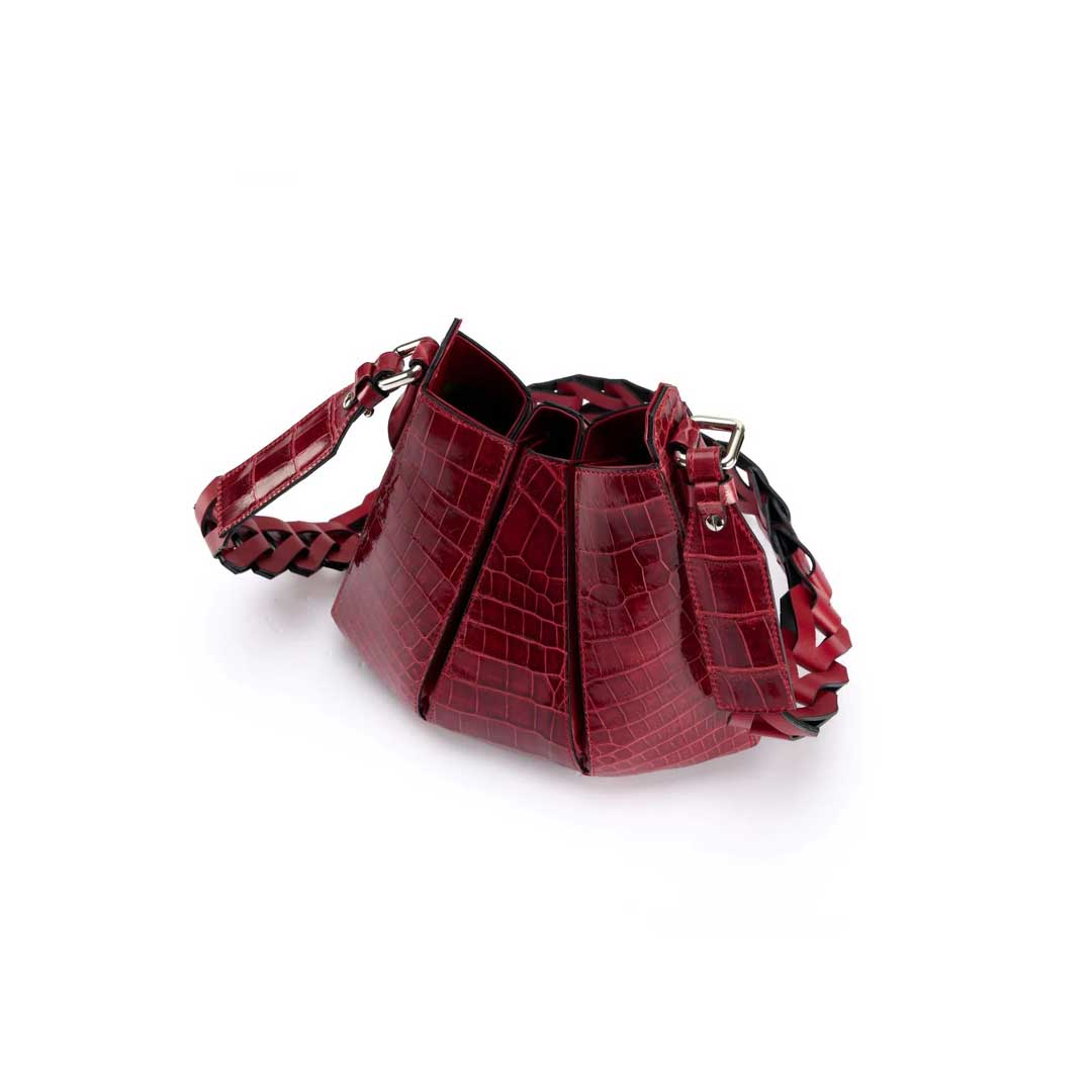 Red Luna Crocodile Leather Shoulder Bag Bellabags Bellabags