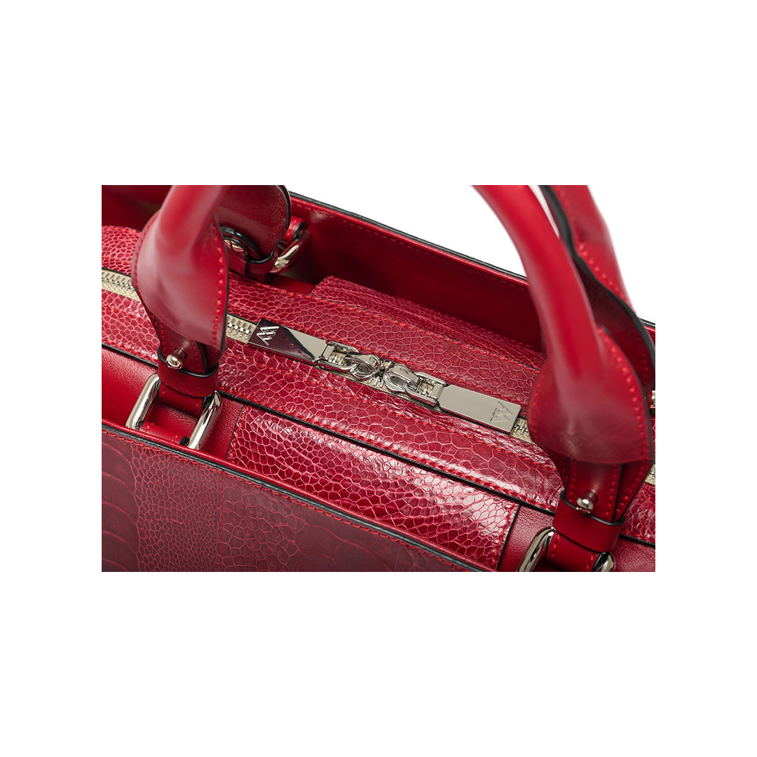 Red Lexington Ostrich Leather Business Bag Bellabags Bellabags