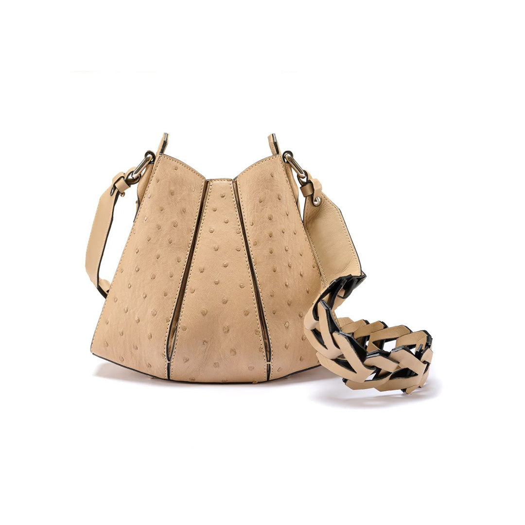 Beige Luna Ostrich Leather Shoulder Bag Bellabags Bellabags