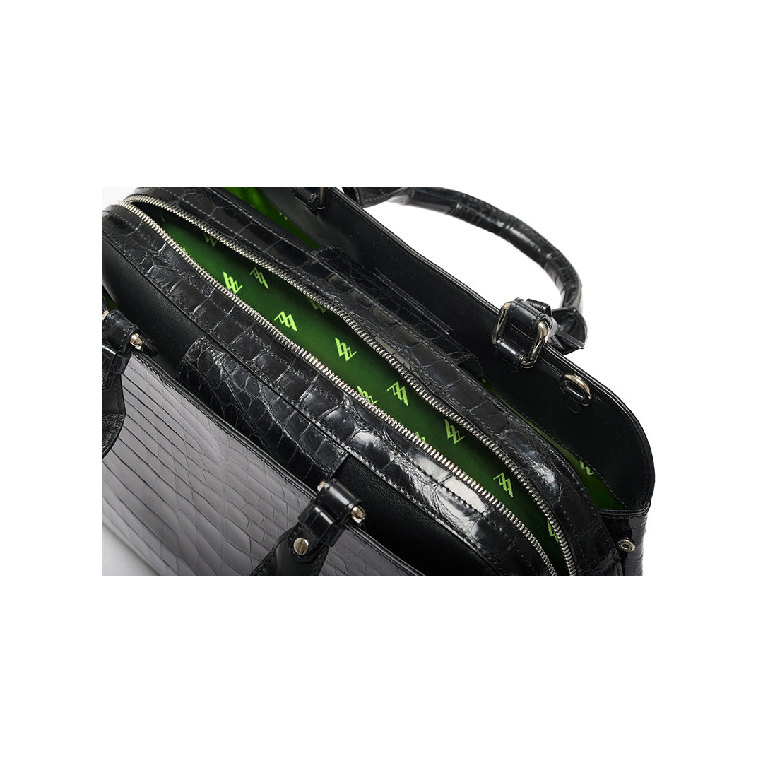 Black Lexington Crocodile Leather Business Bag Bellabags Bellabags