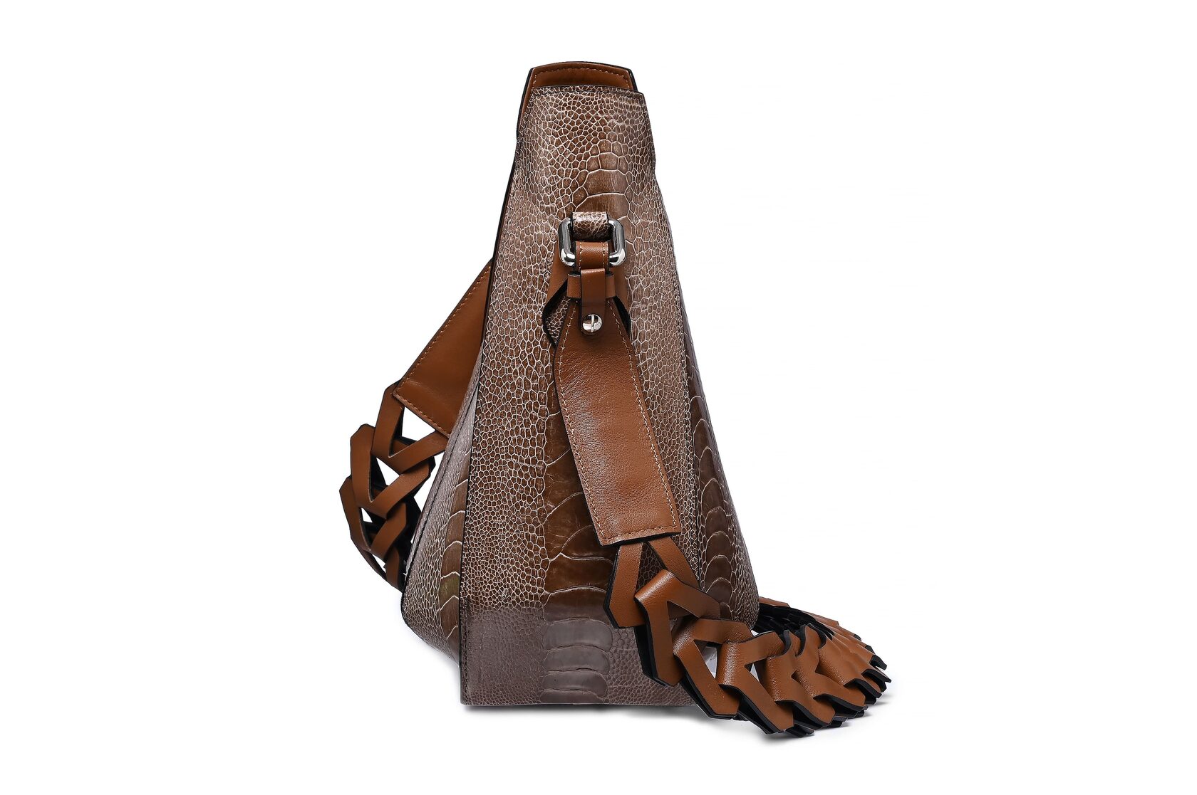 Dark Brown Lucia Ostrich Leather Shoulder Bag Bellabags Bellabags