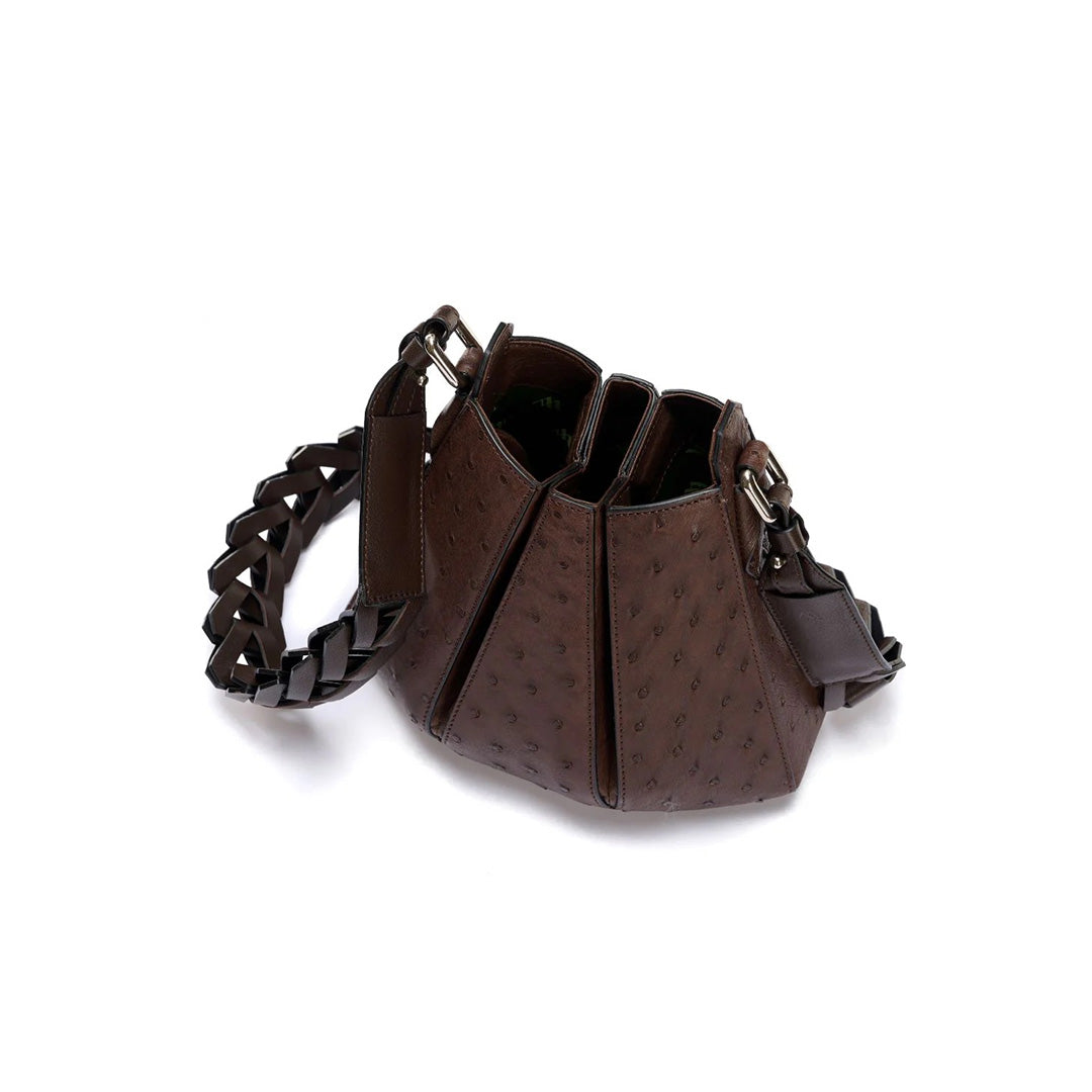 Dark Brown Luna Ostrich Leather Shoulder Bag Bellabags Bellabags