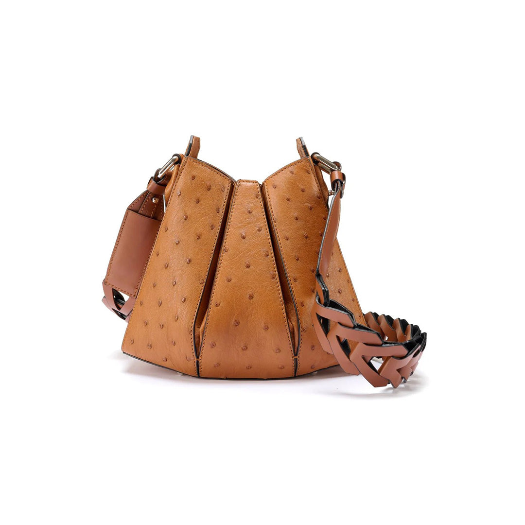 Light Brown Luna Ostrich Leather Shoulder Bag Bellabags Bellabags