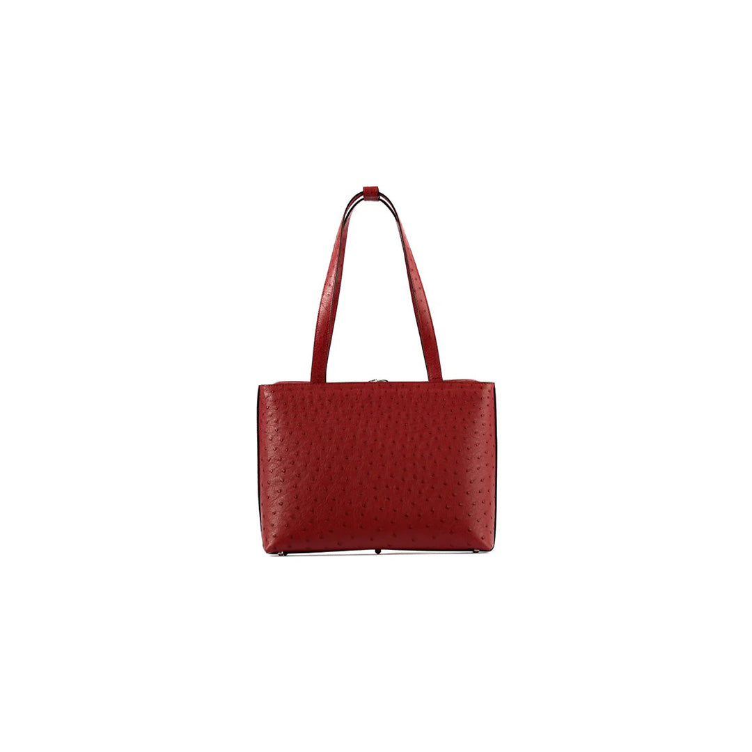 Red Lilibet Ostrich Leather Tote Bag Bellabags Bellabags