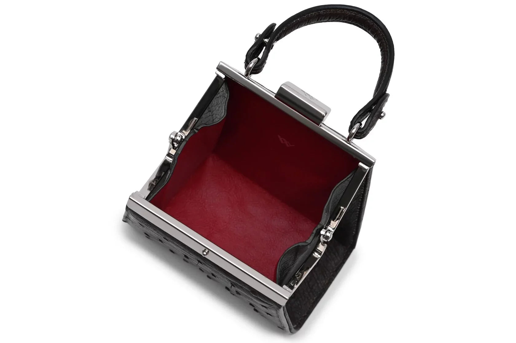 Dark Brown Vegas Ostrich Leather Micro Bag Bellabags Bellabags