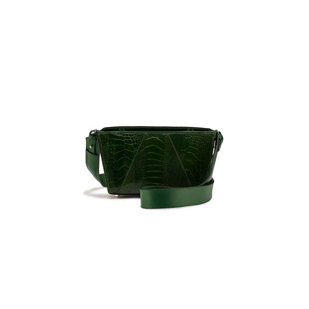 Green Lottie Ostrich Leather Crossbody Bag Bellabags Bellabags