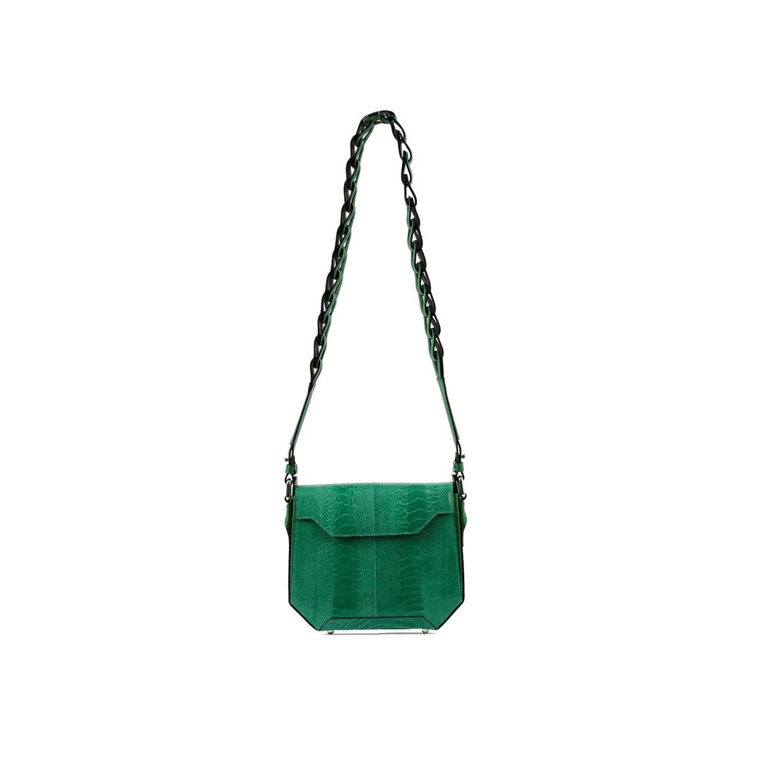 Green Lia Ostrich Leather Shoulder Bag Bellabags Bellabags