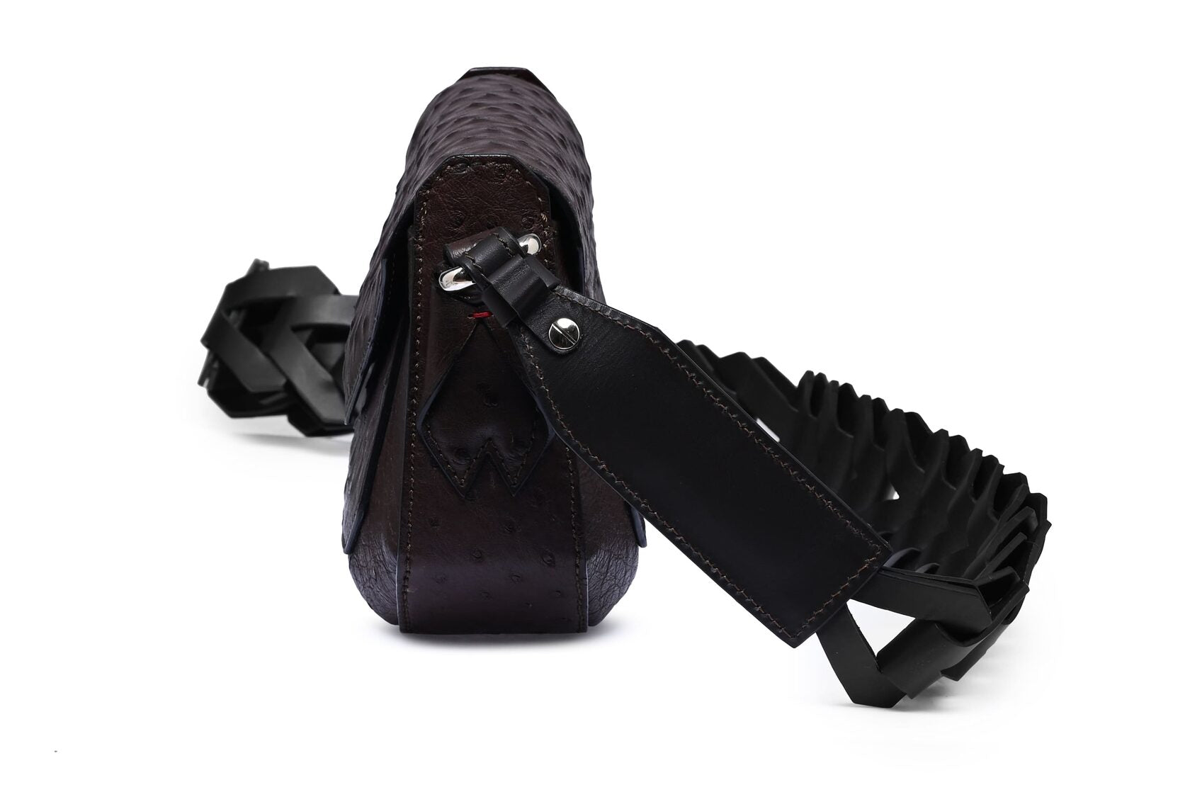 Dark Brown Lee Ostrich Leather Shoulder Bag Bellabags Bellabags