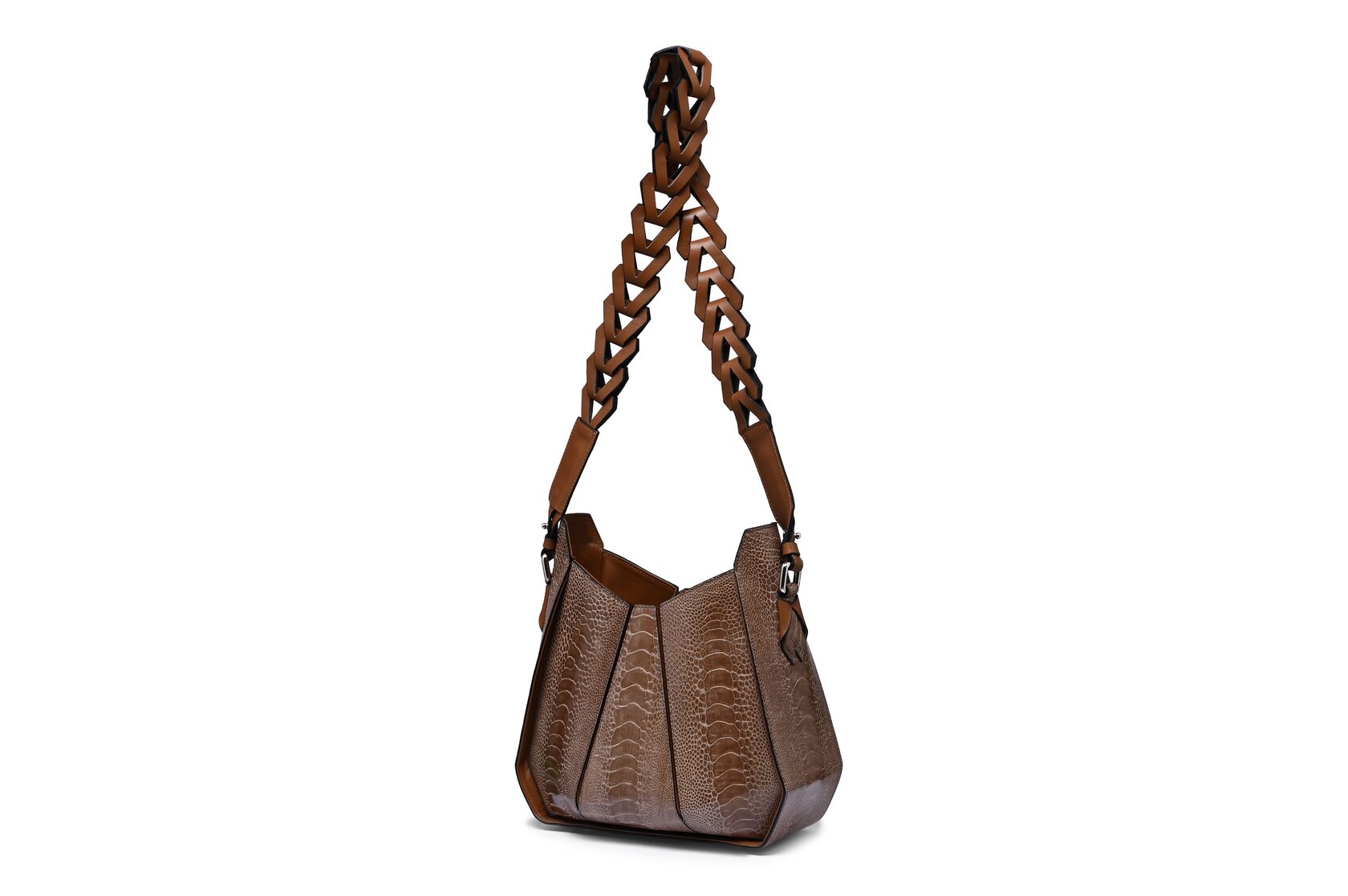 Dark Brown Lucia Ostrich Leather Shoulder Bag Bellabags Bellabags