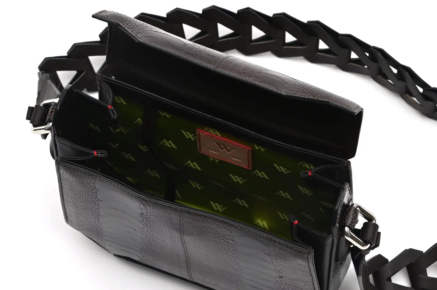 Dark Brown Lia Ostrich Leather Shoulder Bag Bellabags Bellabags