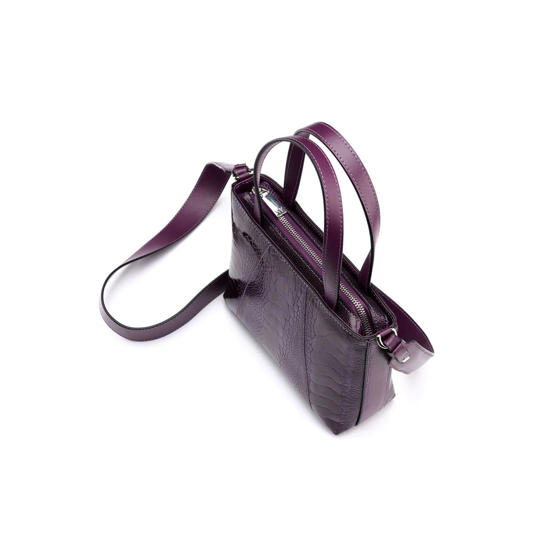 Purple Lily Ostrich Leg Leather Shoulder Bag Bellabags Bellabags