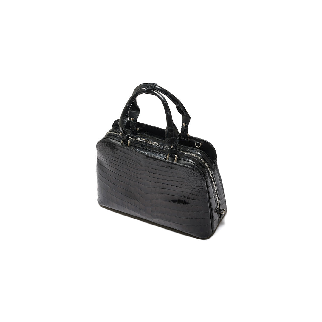 Black Lexington Crocodile Leather Business Bag Bellabags Bellabags