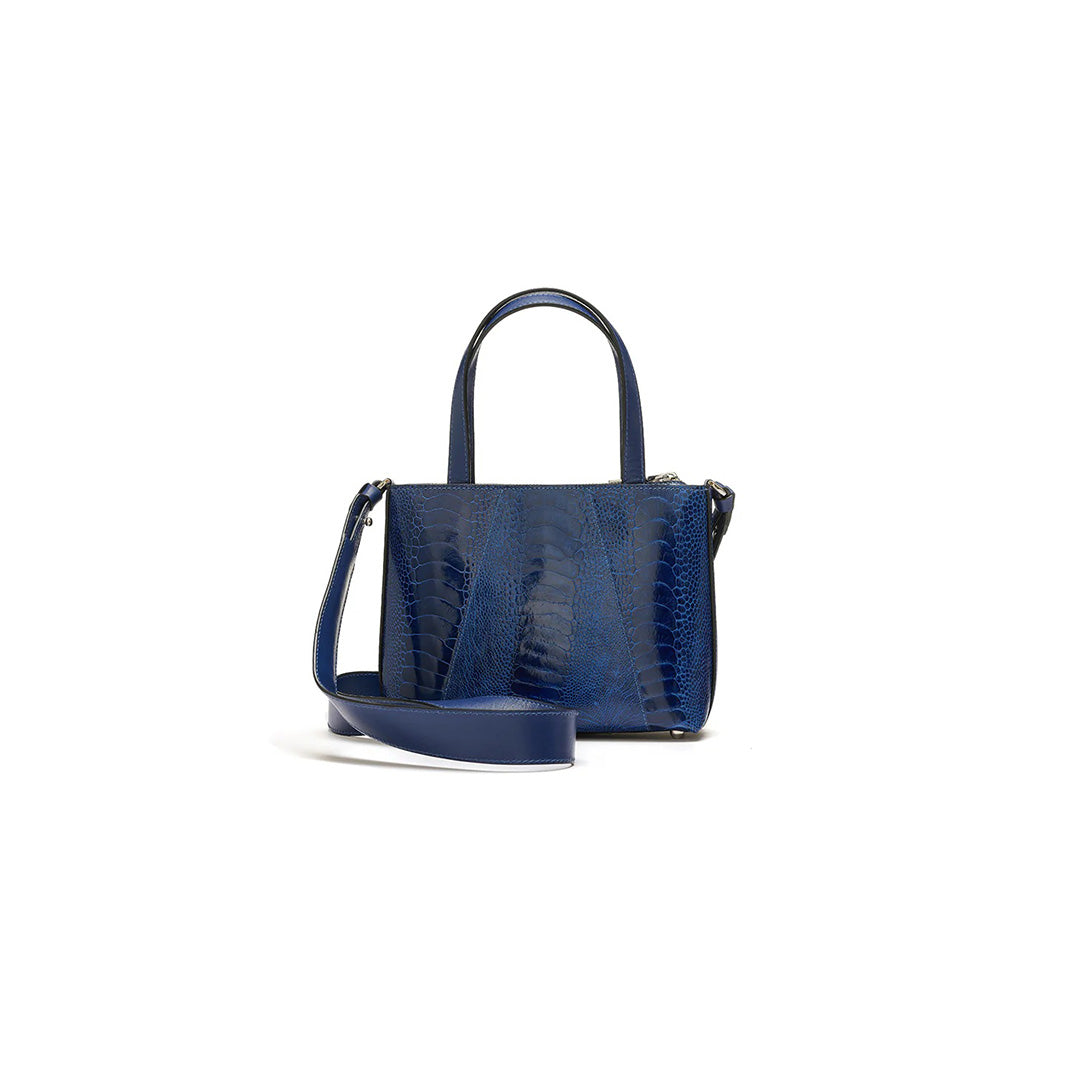 Blue Lily Ostrich Leather Shoulder Bag Bellabags Bellabags