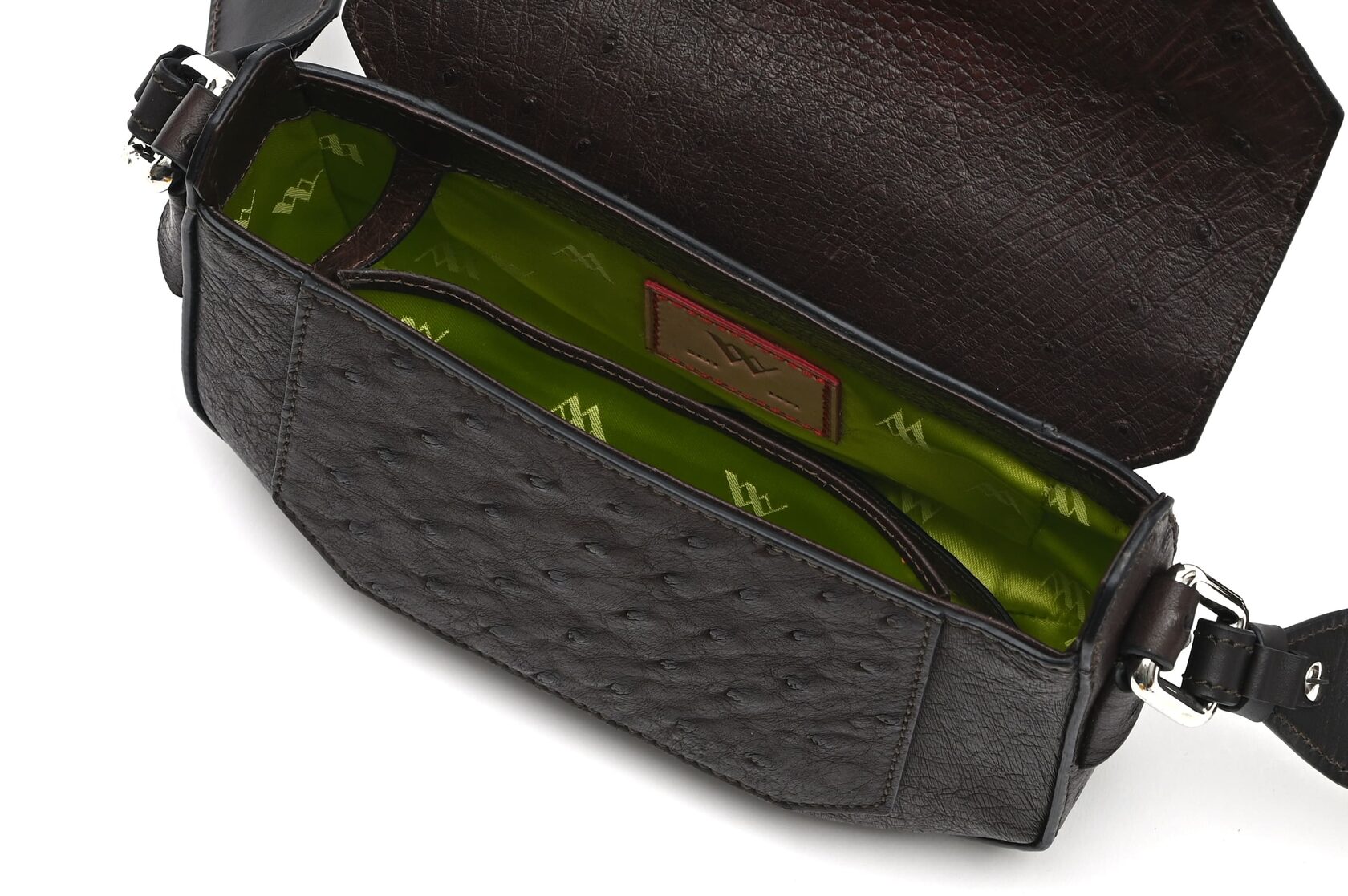 Dark Brown Lee Ostrich Leather Shoulder Bag Bellabags Bellabags