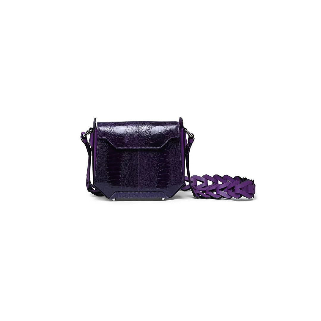 Purple Lia Ostrich Leather Shoulder Bag Bellabags Bellabags