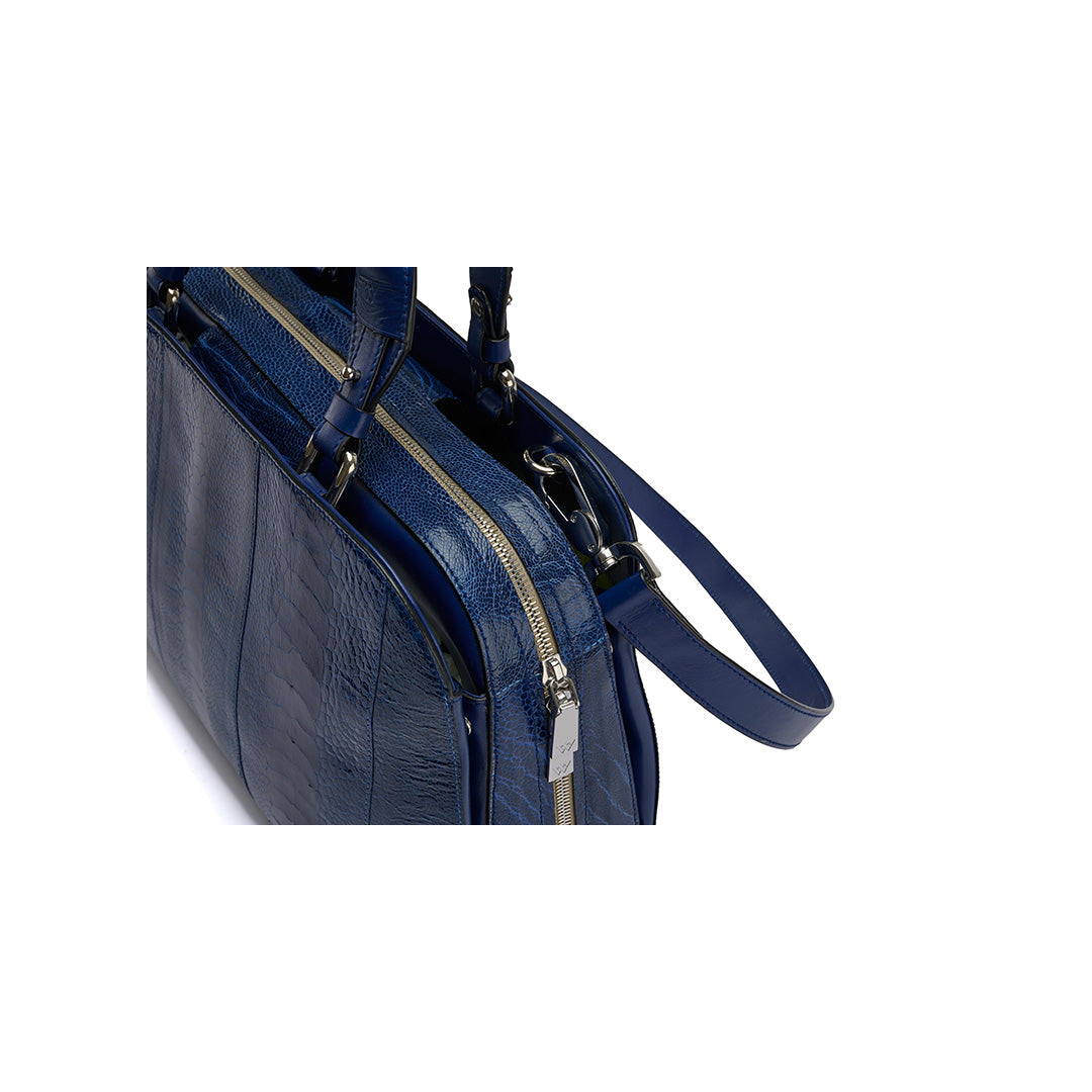 Blue Lexington Ostrich Leather Business Bag Bellabags Bellabags