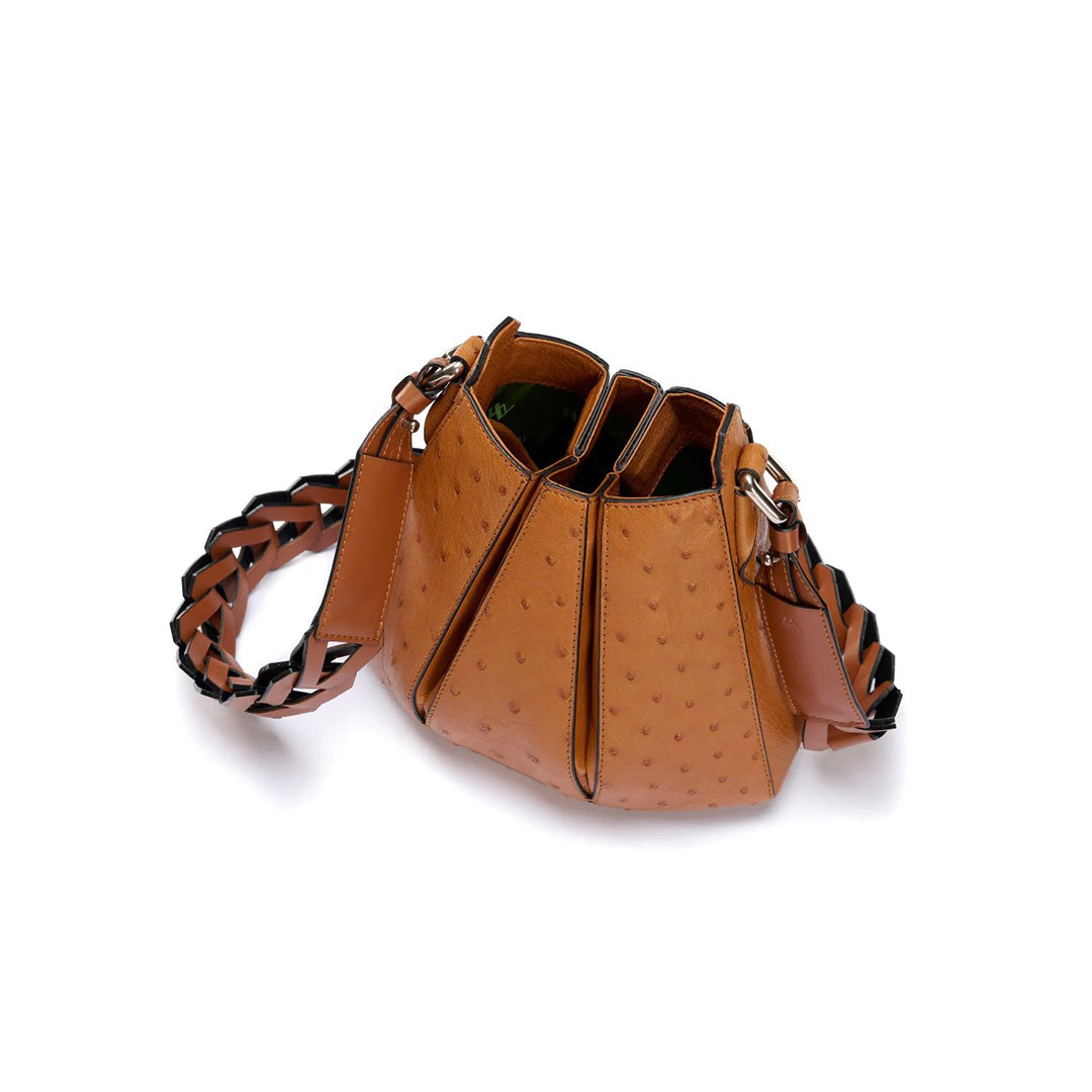 Light Brown Luna Ostrich Leather Shoulder Bag Bellabags Bellabags