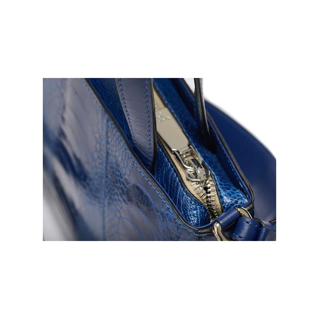 Blue Lily Ostrich Leather Shoulder Bag Bellabags Bellabags