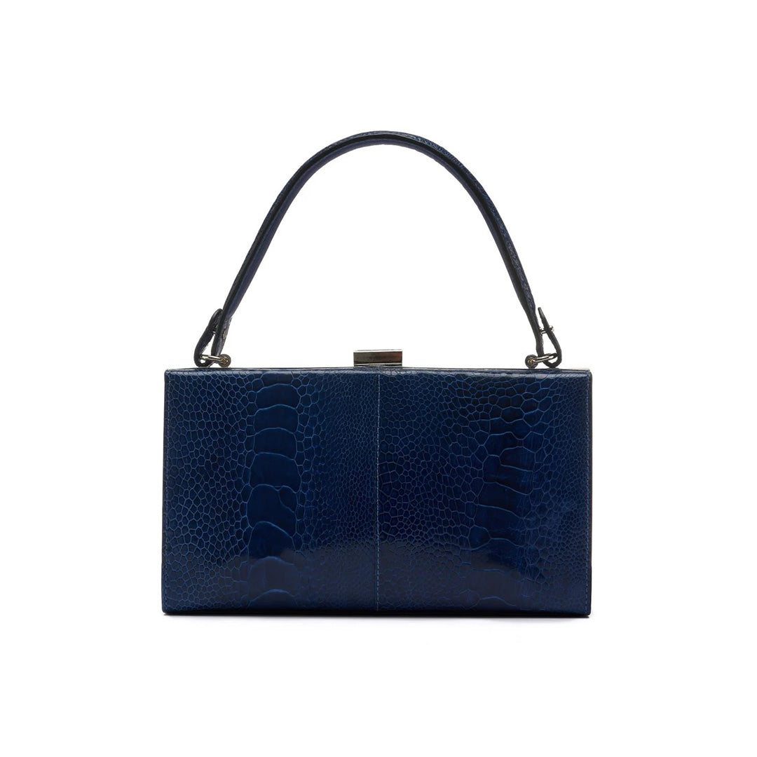 Blue Libby Ostrich Leather Evening Bag Bellabags Bellabags