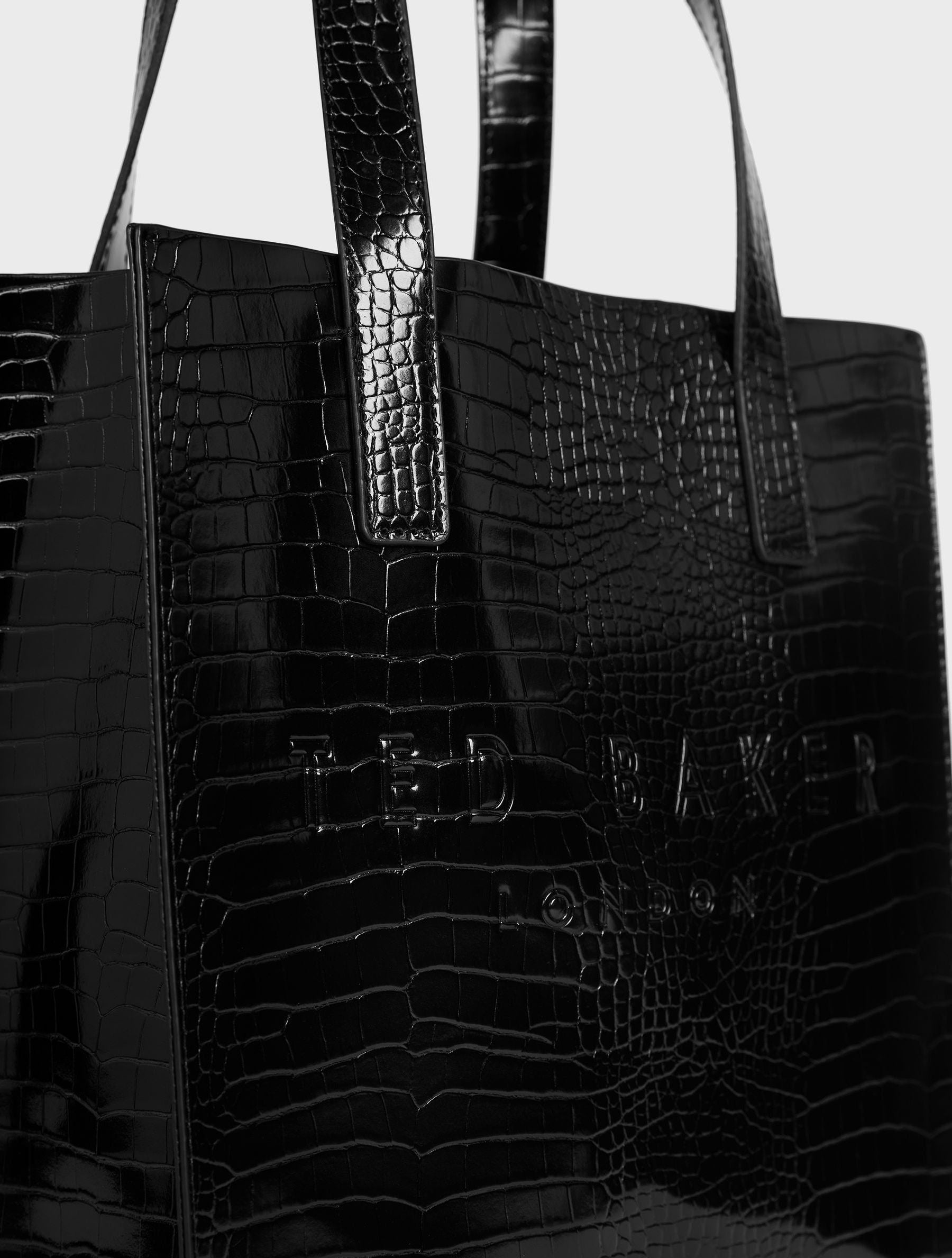 Women's Reptcon-Croc Effect Small Icon Bag Jet-Black Ted Baker South Africa Bellabags