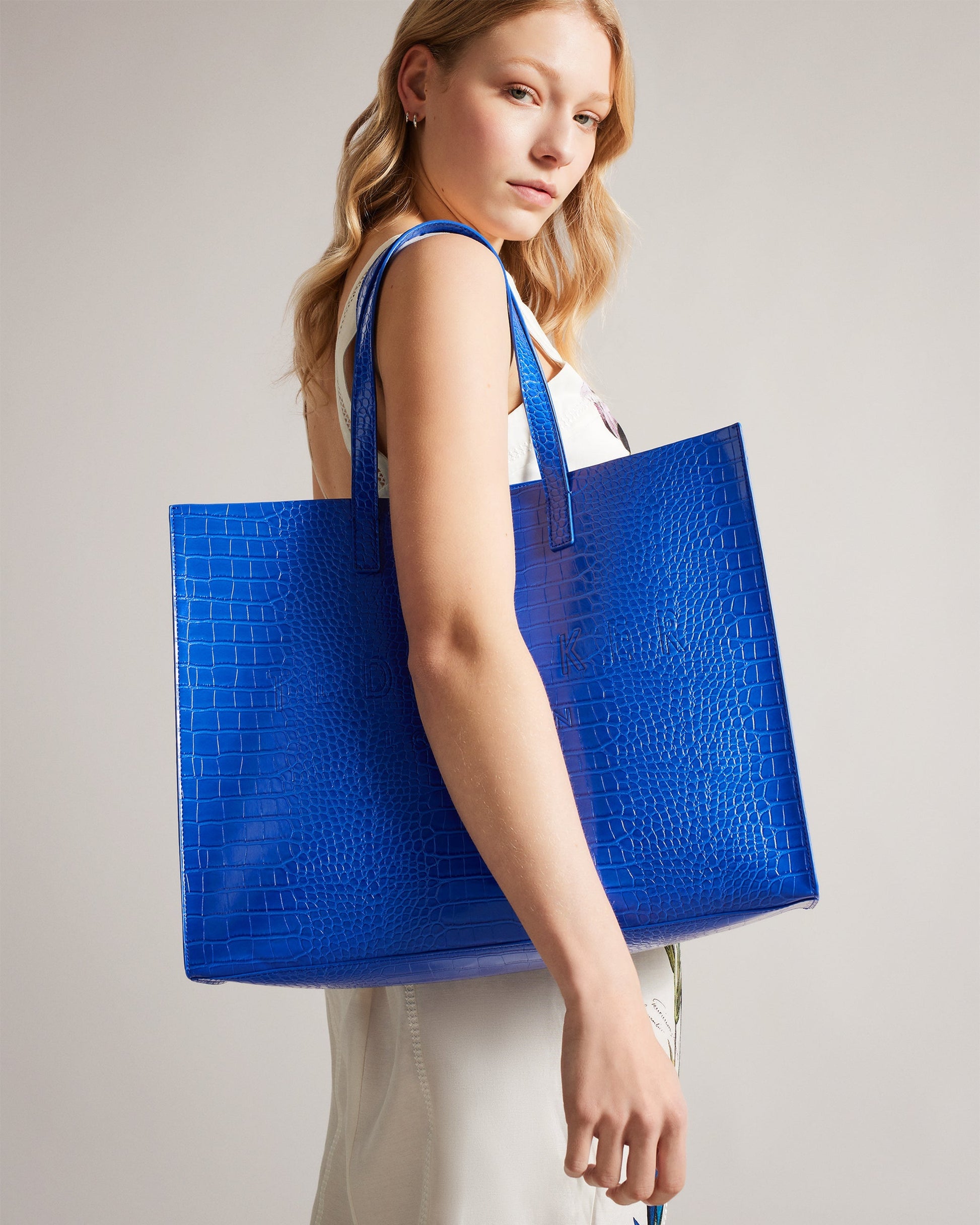 Women's Allicon-Croc Effect Extra Large Icon Bag Brt-Blue Ted Baker South Africa