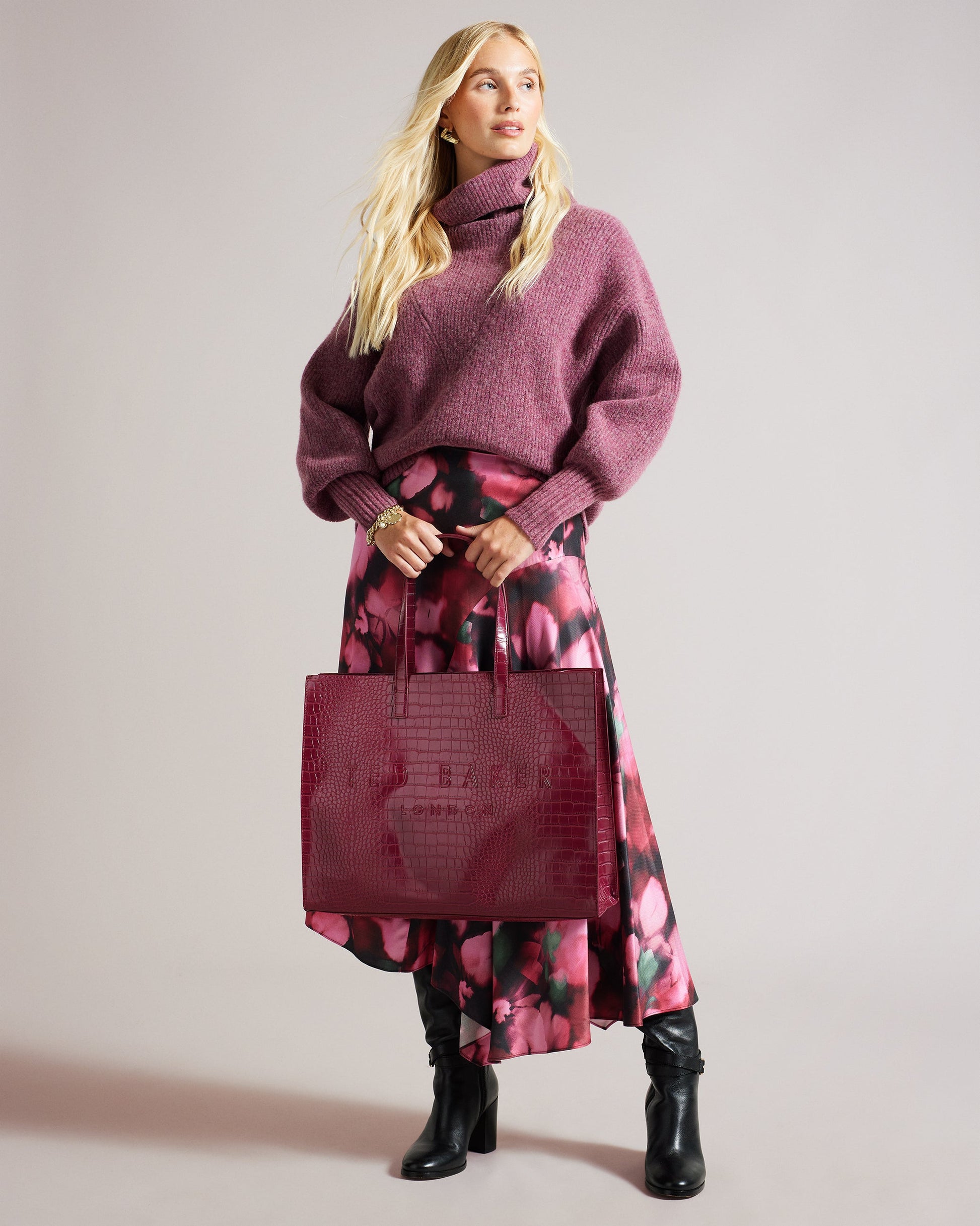 Women's Allicon-Croc Effect Extra Large Icon Bag Dp-Purple Ted Baker South Africa