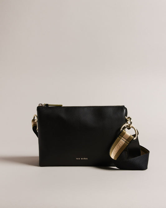 Women's Darceyy-Branded Webbing Leather Crossbody Jet-Black Ted Baker South Africa