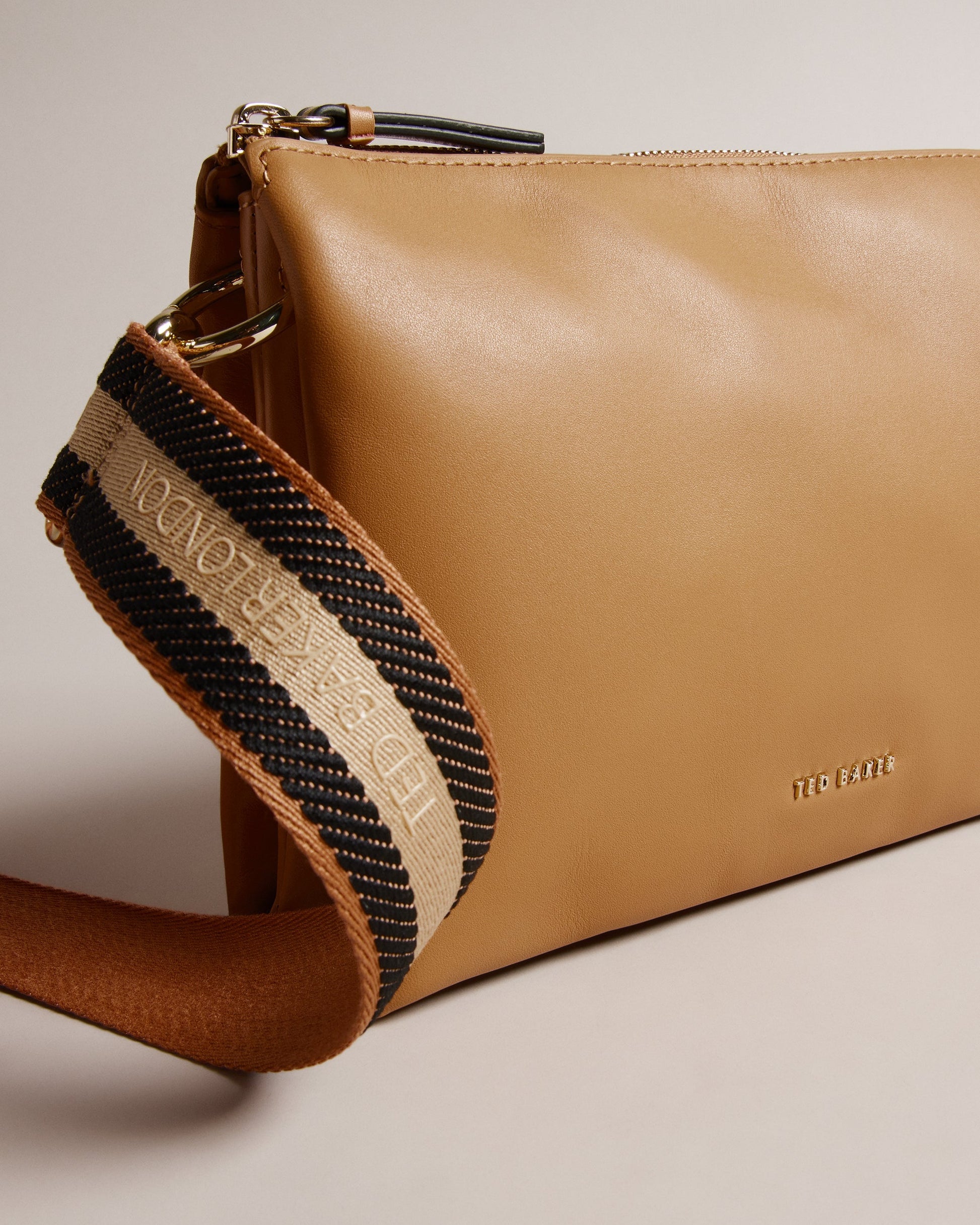 Women's Darceyy-Branded Webbing Leather Crossbody Taupe Ted Baker South Africa