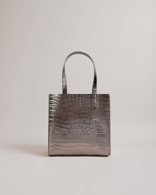 Women's Reptcon-Croc Effect Small Icon Bag Gunmetal Ted Baker South Africa