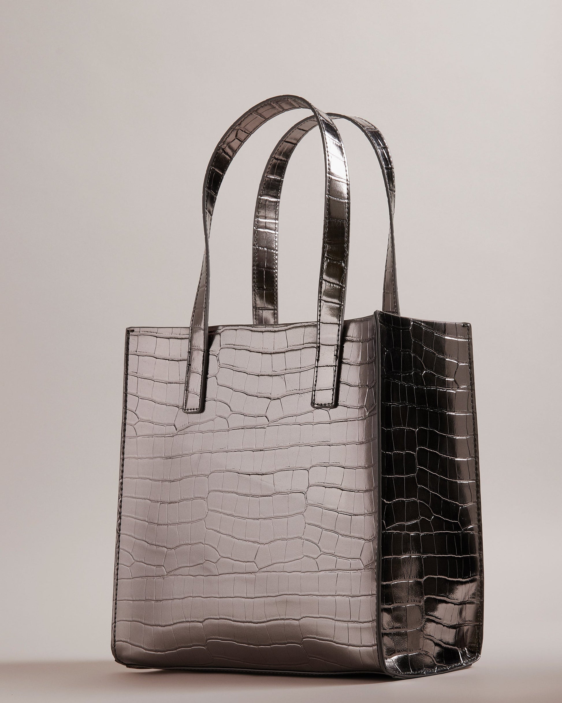 Women's Reptcon-Croc Effect Small Icon Bag Gunmetal Ted Baker South Africa