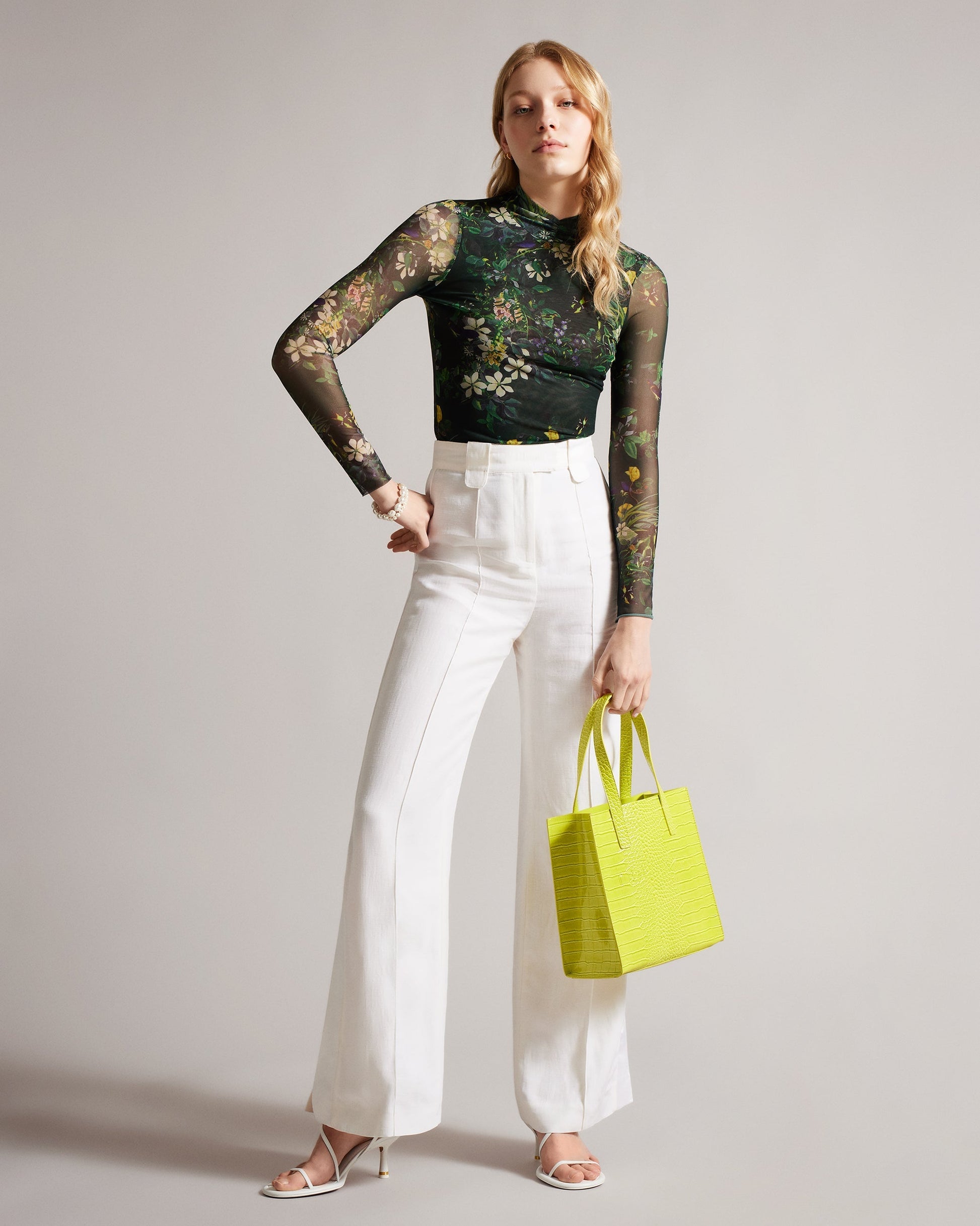 Women's Reptcon-Croc Effect Small Icon Bag Lime Ted Baker South Africa