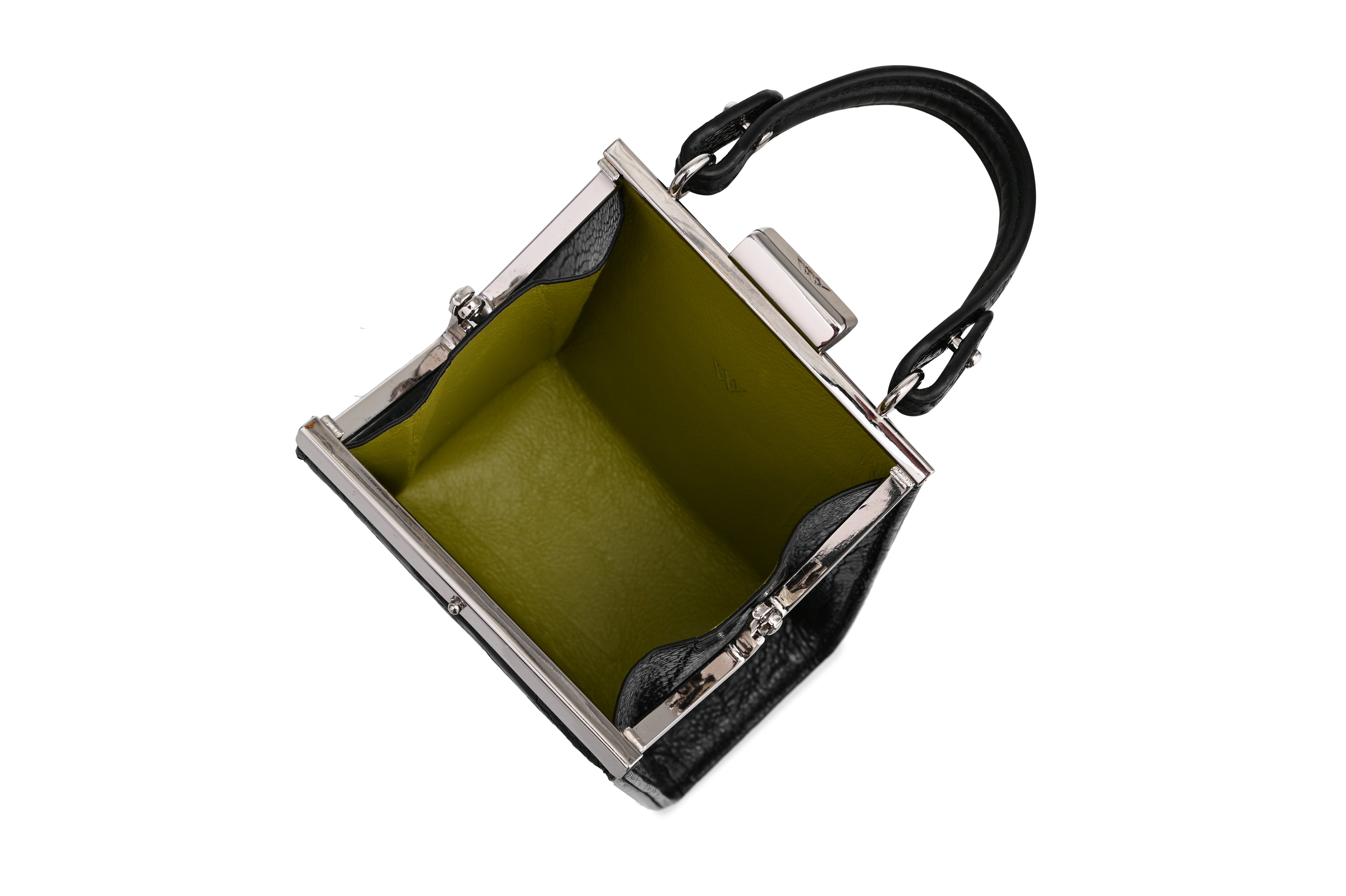 Black Vegas Ostrich Leg Leather Micro Bag Bellabags Bellabags