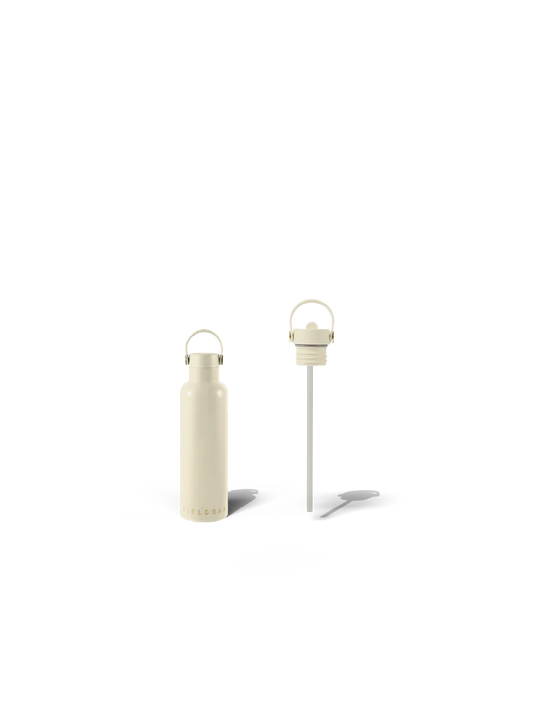 Field Bottle Sip Lid & Metal Straw / Safari White
