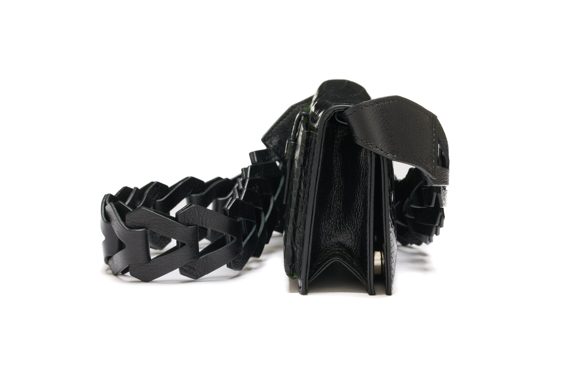 Black Georgia Crocodile Leather Clutch Bag Bellabags Bellabags