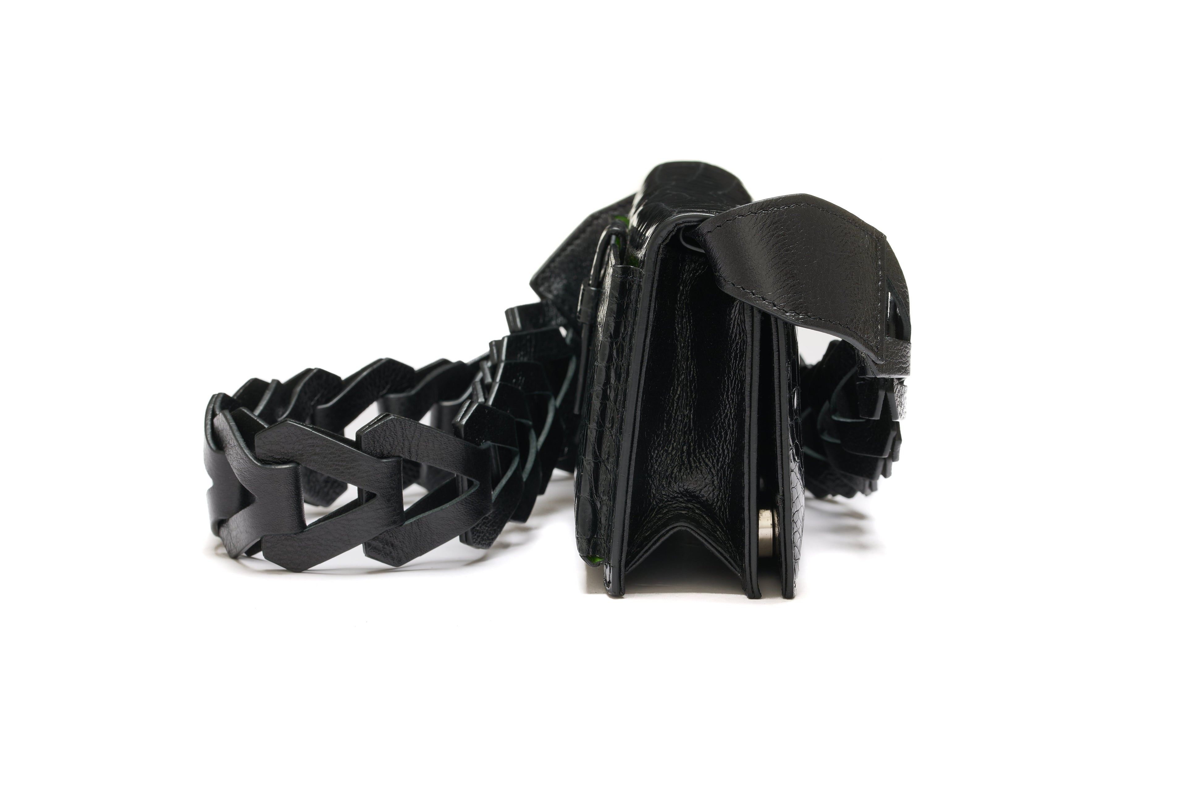 Black Georgia Crocodile Leather Clutch Bag Bellabags Bellabags