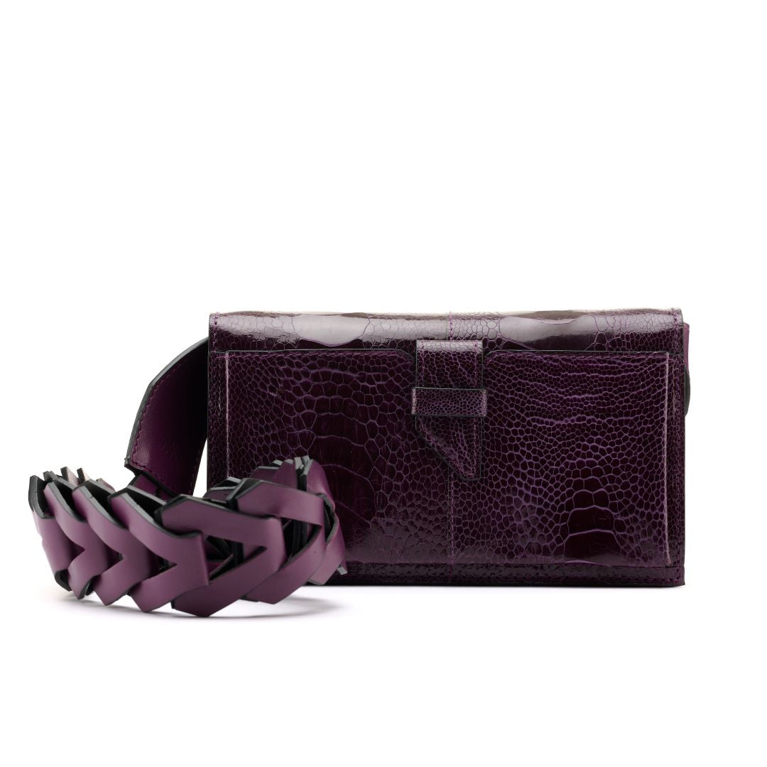 Purple Georgia Ostrich Leg Leather Clutch Bag Bellabags Bellabags