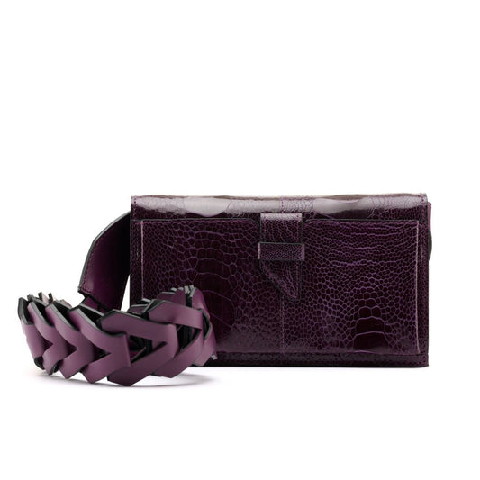 Purple Georgia Ostrich Leg Leather Clutch Bag Bellabags Bellabags