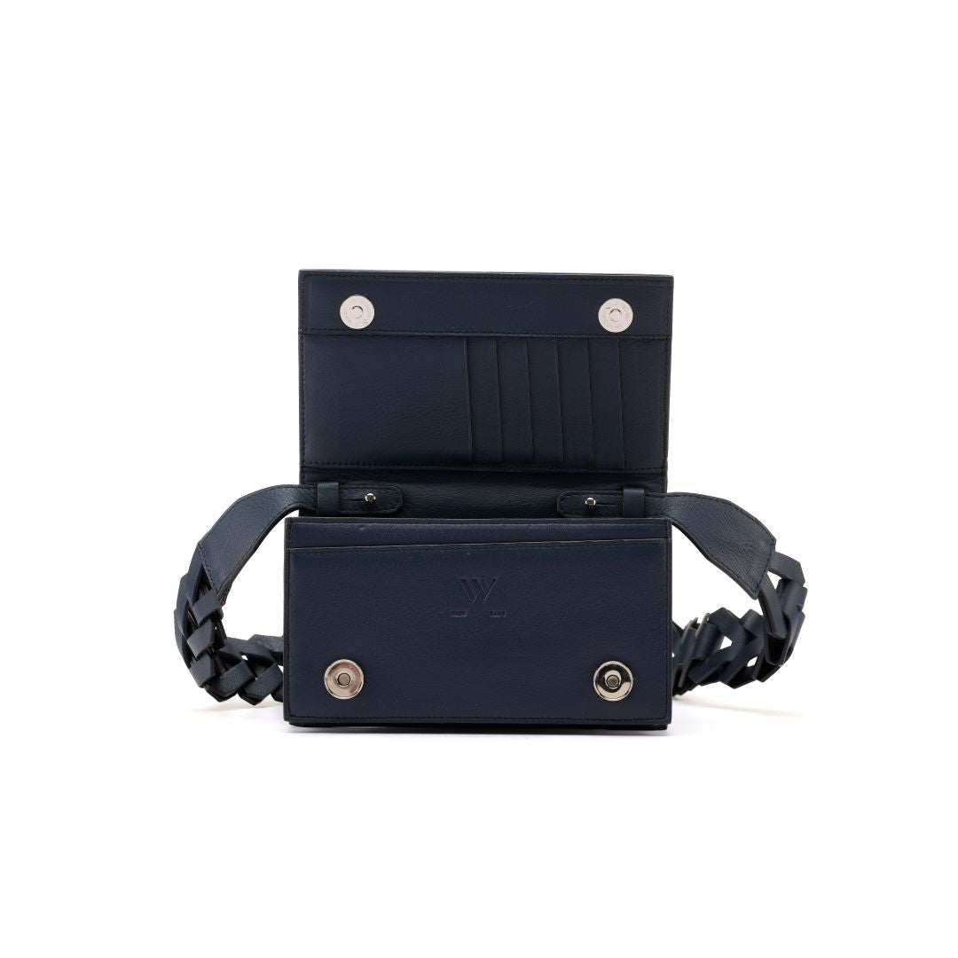 Blue Georgia Ostrich Quill Leather  Clutch Bag Bellabags Bellabags