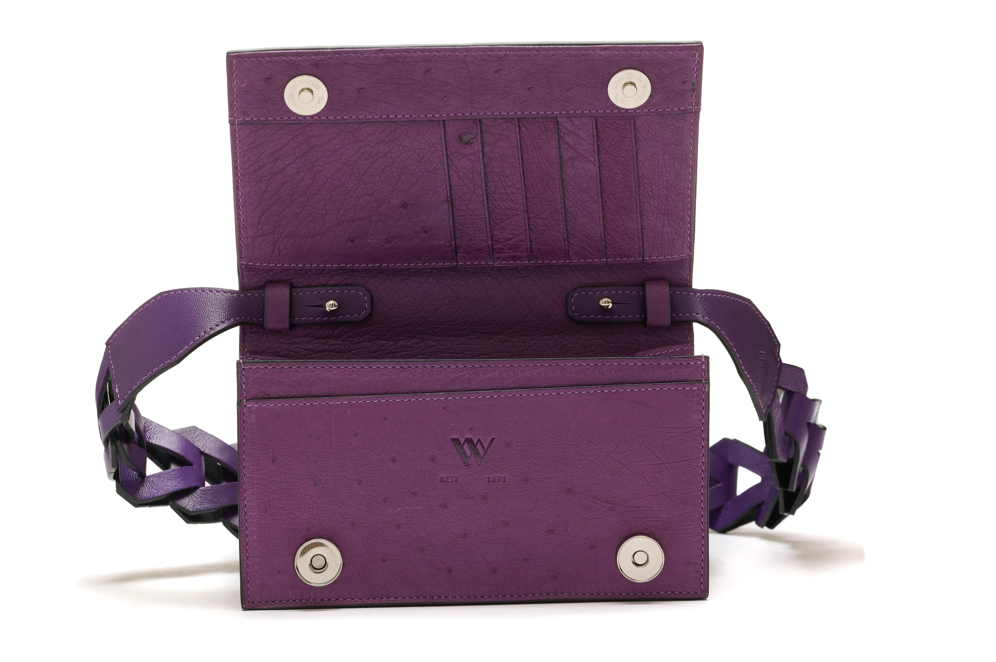 Purple Georgia Ostrich Quill Leather Clutch Bag Bellabags Bellabags