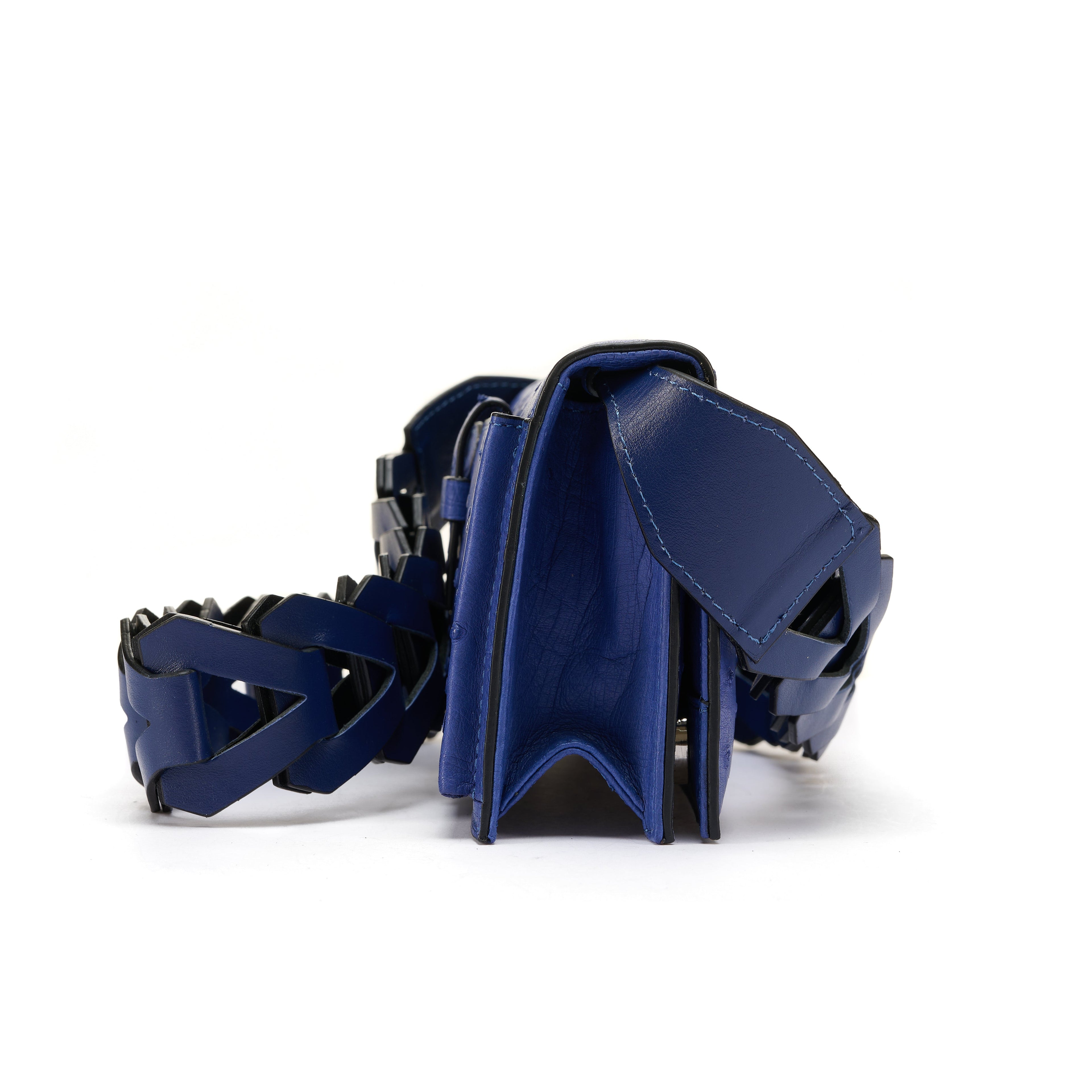 Blue Georgia Ostrich Leg Leather  Clutch Bag Bellabags Bellabags