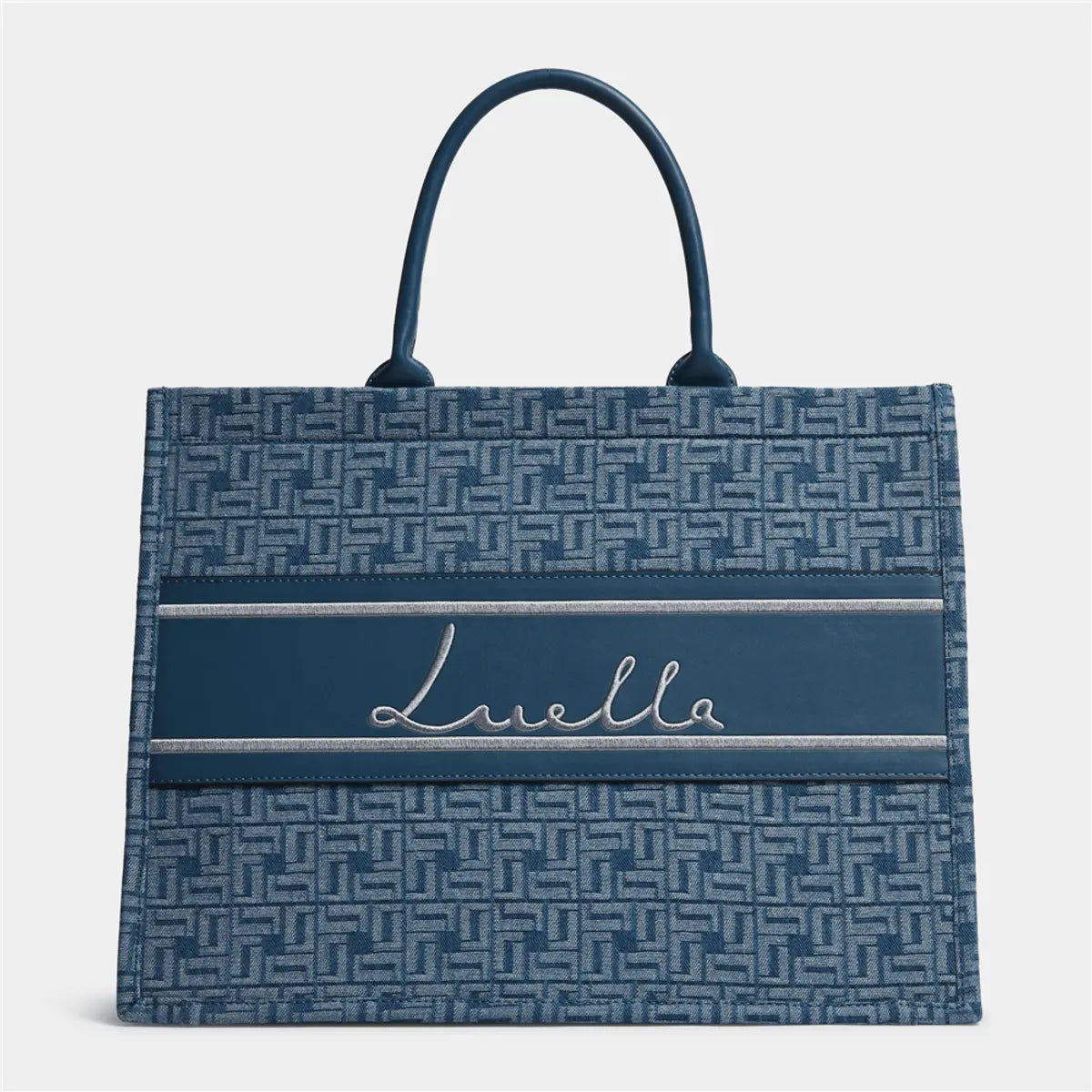 Large Denim Monogram Tote Bag - Bellabags Luella
