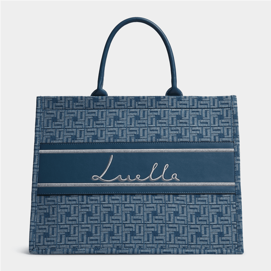 Large Denim Monogram Tote Bag - By Luella - Invoque