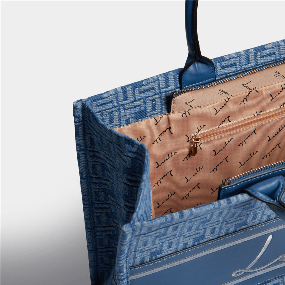 Large Denim Monogram Tote Bag - By Luella - Invoque
