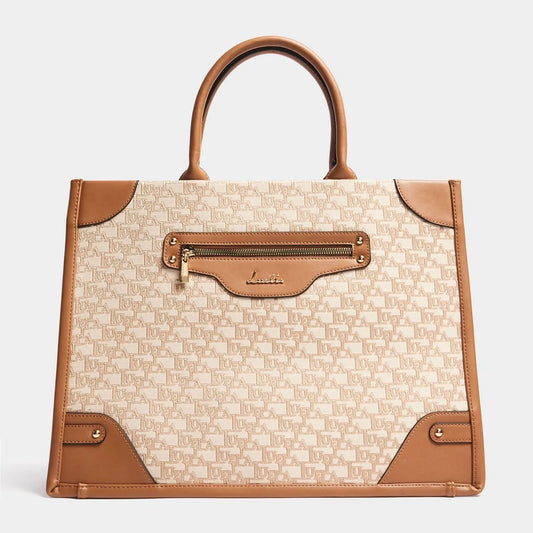 Large Front Pocket Jacquard Tote - By Luella - Invoque