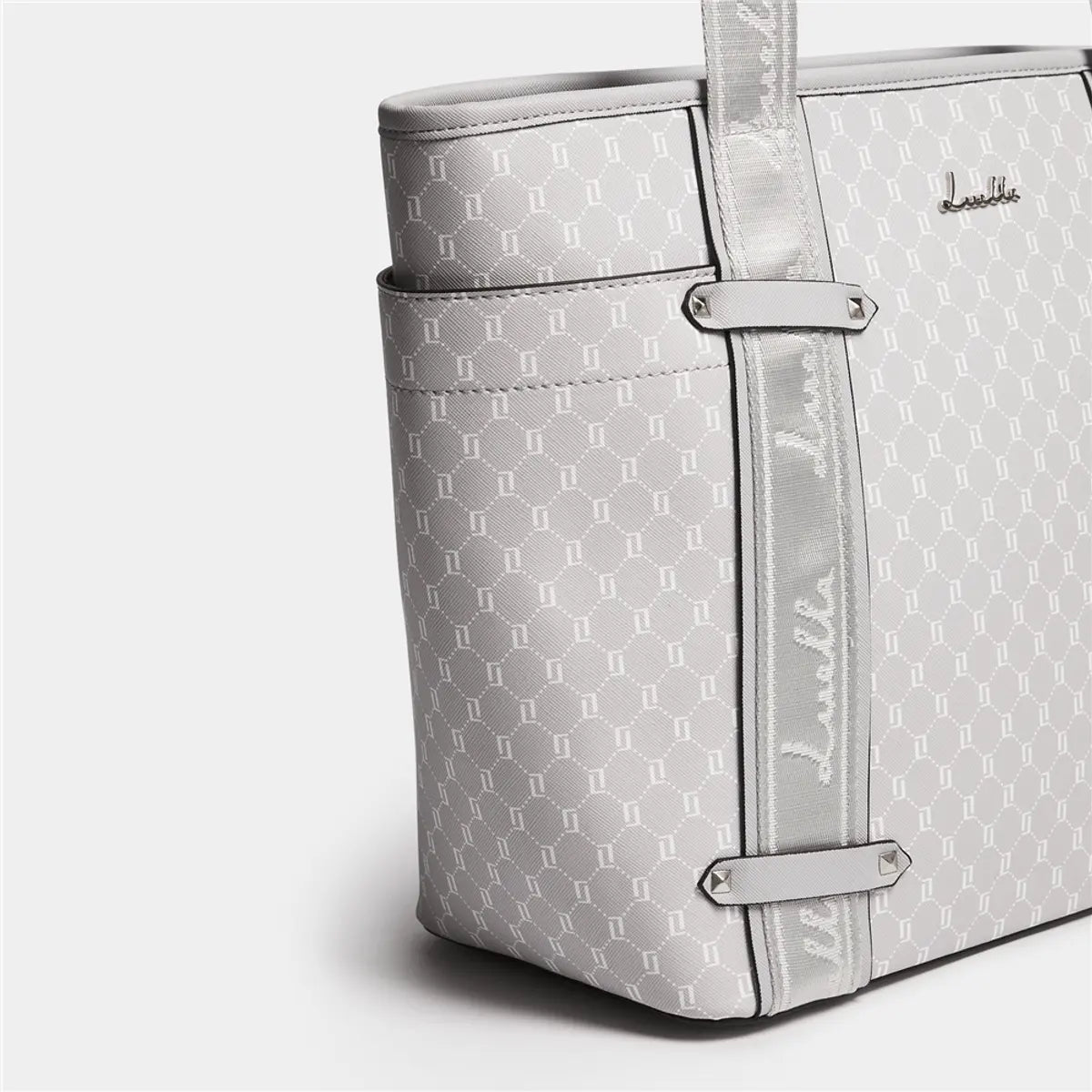 Logo Webbing Strap Side Pocket Shopper - Bellabags Luella