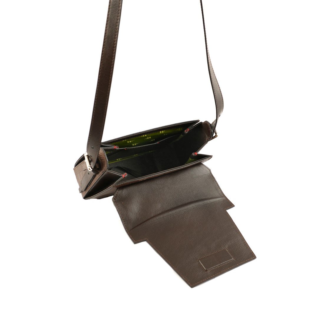 Dark Brown Afra Ostrich Leather Shoulder Bag Bellabags Bellabags